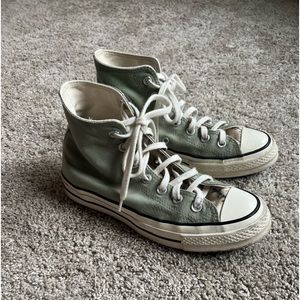 Custom sage green and cream women’s converse